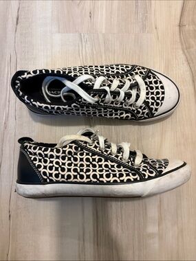 Coach Black & White Signature Pattern Low-Top Sneakers